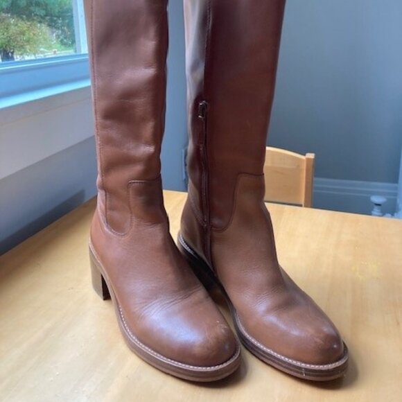 J. Crew Knee High Stacked Heel Boots - Picture 1 of 6